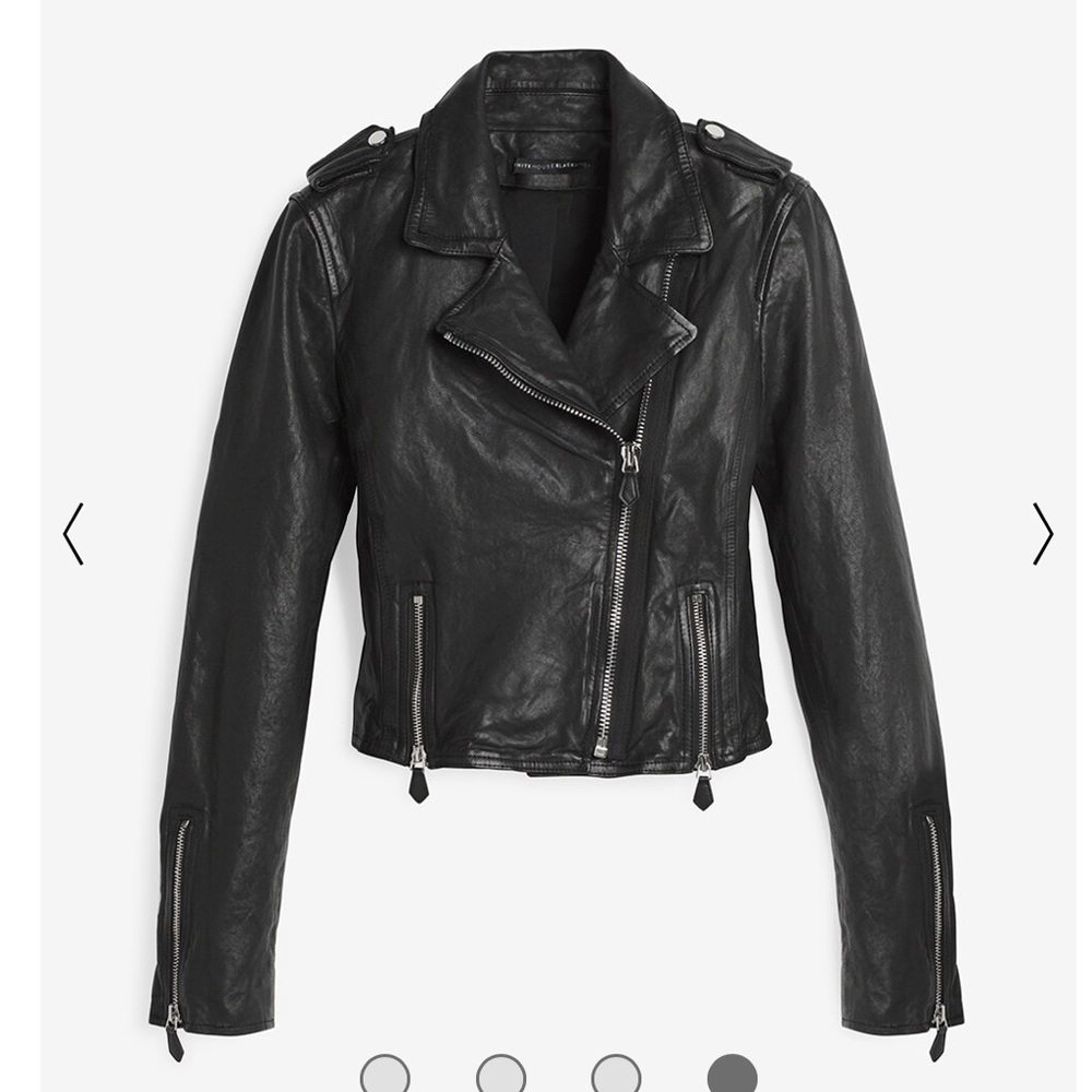 WHBM Leather Cropped Moto Jacket Size Large